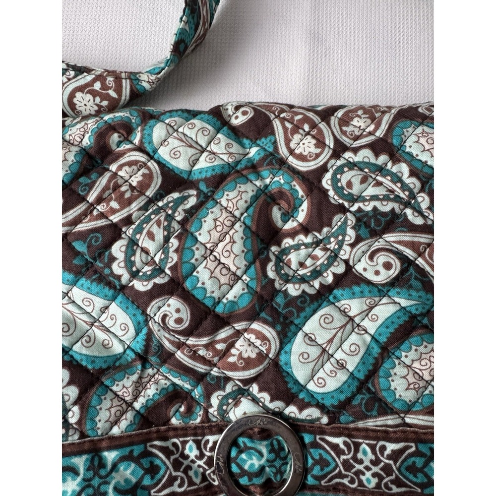 Marie By Giftcraft Paisley Shoulder Bag Turquoise Brown Quilted - Picture 16 of 16